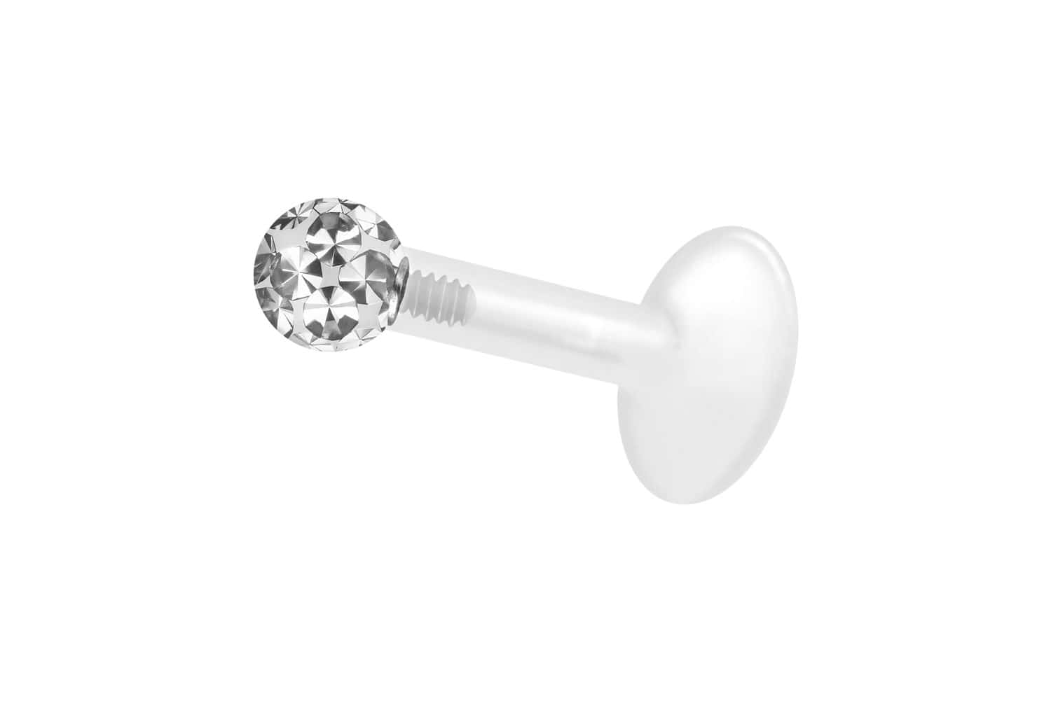PTFE Labret Piercing mit Innengewinde + Titan-Aufsatz EPOXY-KUGEL